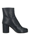 Maison Margiela Block Heel Leather Round Toe Boots In Blue