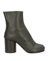 Maison Margiela Woman Ankle Boots Military Green Size 5 Leather