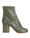 Maison Margiela Woman Ankle Boots Military Green Size 5 Leather