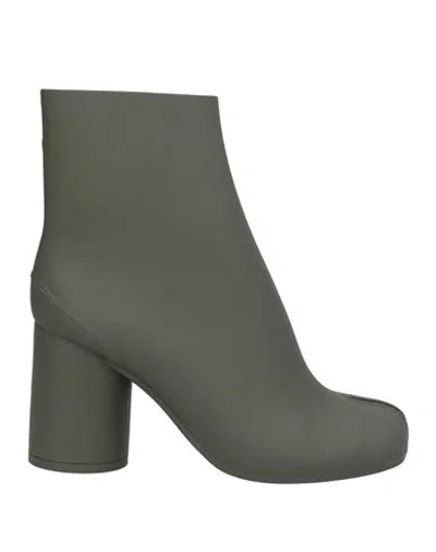 Maison Margiela Woman Ankle Boots Military Green Size 8 Pvc - Polyvinyl Chloride In Black