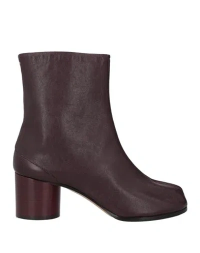 Maison Margiela Woman Ankle Boots Plum Size 8 Soft Leather In Purple