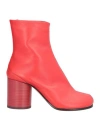 Maison Margiela Woman Ankle Boots Tomato Red Size 5 Leather