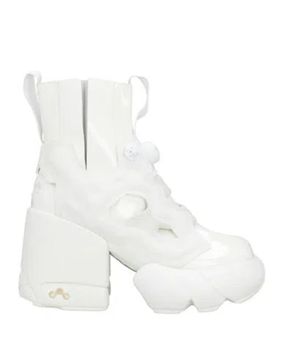 Maison Margiela Woman Ankle Boots White Size 8 Soft Leather, Textile Fibers