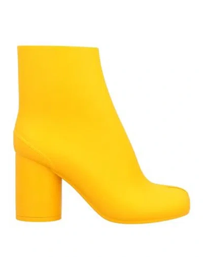 Maison Margiela Woman Ankle Boots Yellow Size 7 Pvc - Polyvinyl Chloride In Black