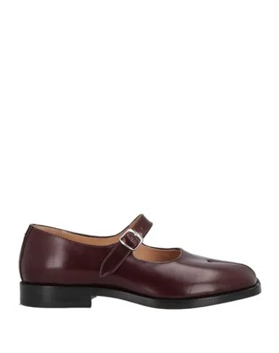 Maison Margiela Woman Ballet Flats Burgundy Size 5 Leather In Red