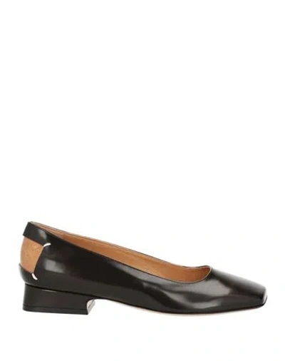 Maison Margiela Woman Ballet Flats Dark Brown Size 7 Soft Leather In Black