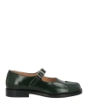 Maison Margiela Tabi Leather Mary Jane Shoes In Green