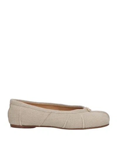 Maison Margiela Woman Ballet Flats Taupe Size 6 Textile Fibers, Leather In Gray