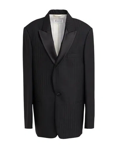Maison Margiela Woman Blazer Black Size 4 Wool, Cotton, Silk
