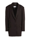 Maison Margiela Woman Blazer Dark Brown Size 4 Wool In Brown