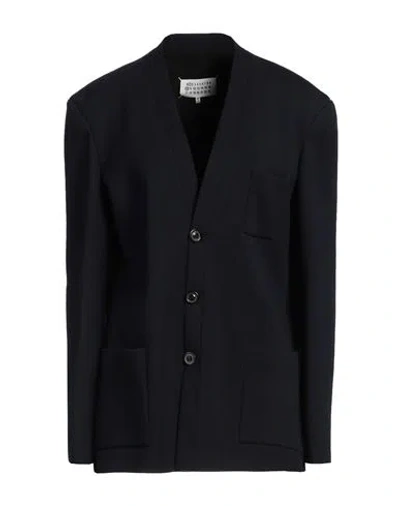 Maison Margiela Woman Blazer Midnight Blue Size 12 Acrylic, Wool