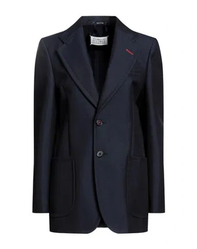 Maison Margiela Woman Blazer Midnight Blue Size 4 Wool, Mohair Wool In Navy Blue
