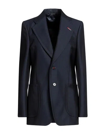 Maison Margiela Woman Blazer Midnight Blue Size 4 Wool, Mohair Wool In Navy Blue