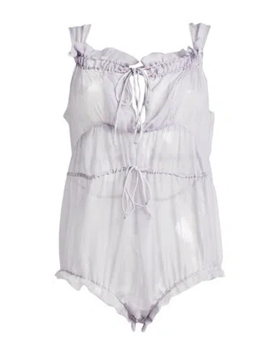 Maison Margiela Woman Bodysuit Lilac Size 8 Silk In Purple