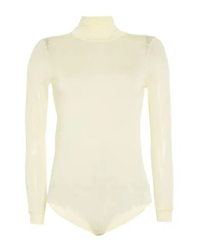 Maison Margiela Woman Bodysuit Pastel Yellow Size 8 Viscose