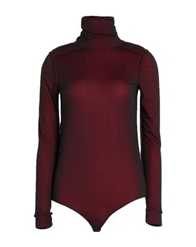 Maison Margiela Woman Bodysuit Red Size 0 Viscose In Burgundy