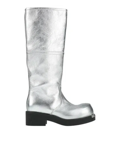 Maison Margiela Woman Boot Silver Size 11 Leather