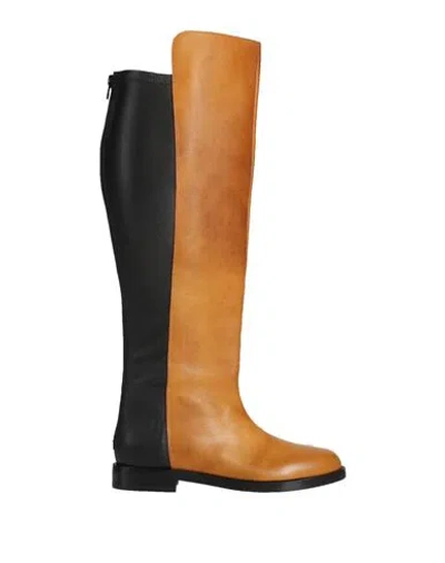 Maison Margiela Woman Boot Tan Size 6.5 Leather, Textile Fibers In Brown