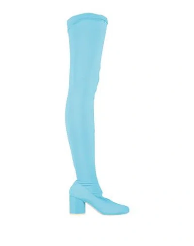 Maison Margiela Woman Boot Turquoise Size 6 Textile Fibers In Multi