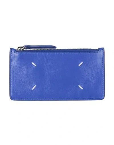 Maison Margiela Woman Cardholder Bright Blue Size - Leather