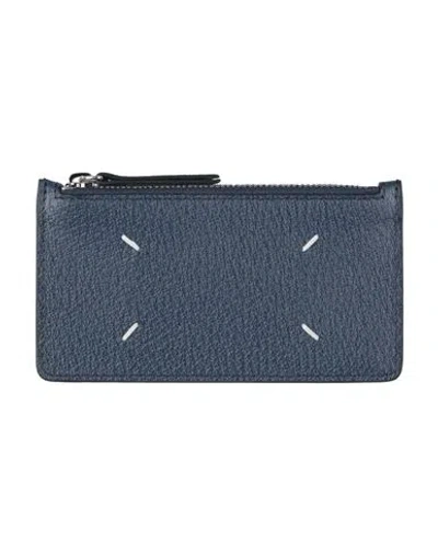 Maison Margiela Woman Cardholder Navy Size - Leather In Blue