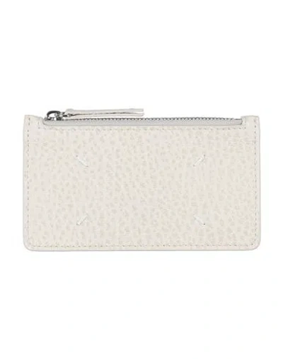 Maison Margiela Woman Cardholder Off White Size - Cow Leather