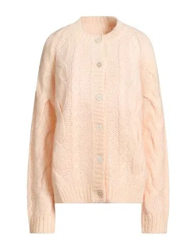Maison Margiela Woman Cardigan Apricot Size Xs Mohair Wool, Polyamide In Pink