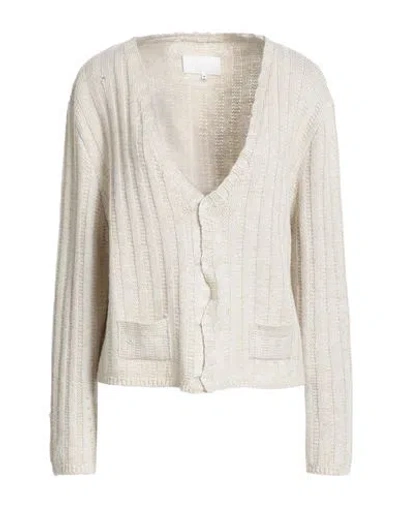 Maison Margiela Woman Cardigan Beige Size L Linen, Wool In Neutral