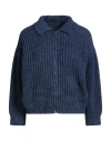 Maison Margiela Woman Cardigan Blue Size S Virgin Wool, Linen, Polyester In Blue