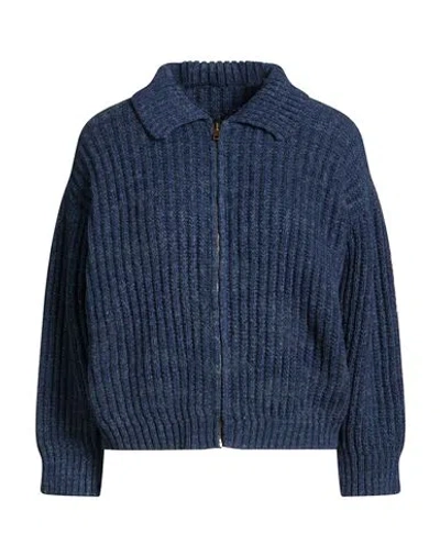 Maison Margiela Woman Cardigan Blue Size S Virgin Wool, Linen, Polyester