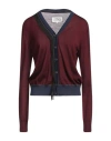 Maison Margiela Woman Cardigan Burgundy Size M Wool, Cotton In Red