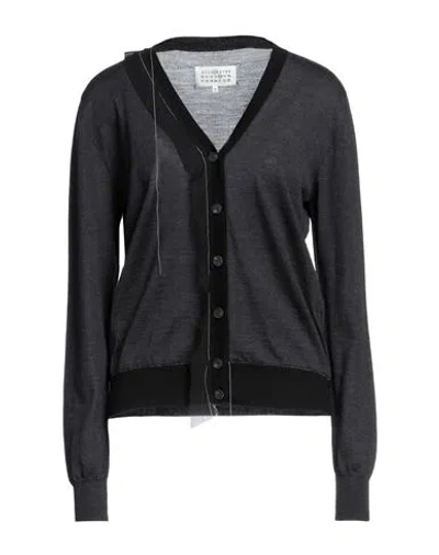 Maison Margiela Woman Cardigan Charcoal Size Xl Wool, Cotton In Grey