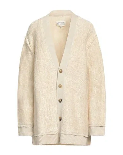 Maison Margiela Woman Cardigan Cream Size L Hemp, Cotton In White