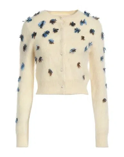 Maison Margiela Woman Cardigan Cream Size L Wool In White