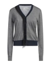 Maison Margiela Woman Cardigan Grey Size Xl Wool, Cotton In Grey