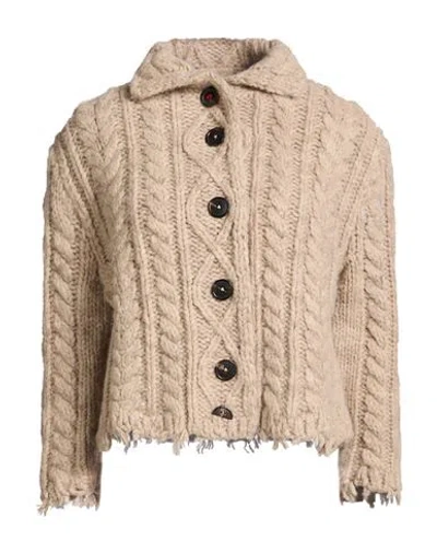 Maison Margiela Woman Cardigan Khaki Size M Alpaca Wool, Cotton, Wool In Neutral