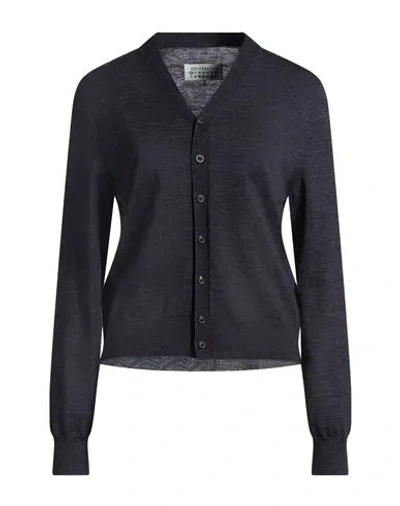 Maison Margiela Woman Cardigan Midnight Blue Size M Wool In Black