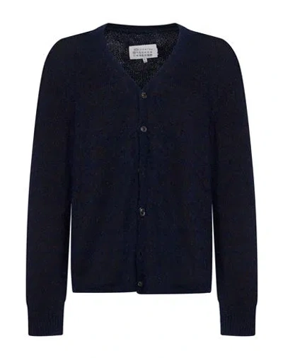 Maison Margiela Woman Cardigan Midnight Blue Size S Virgin Wool, Polyamide