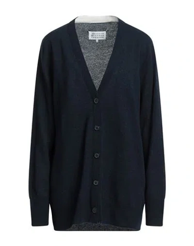 Maison Margiela Woman Cardigan Midnight Blue Size Xl Wool, Polyamide