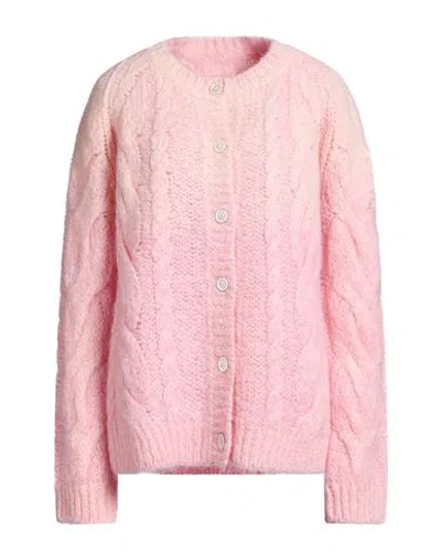 Maison Margiela Woman Cardigan Salmon Pink Size S Mohair Wool, Polyamide