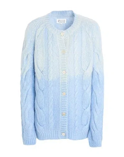 Maison Margiela Woman Cardigan Sky Blue Size L Mohair Wool, Polyamide