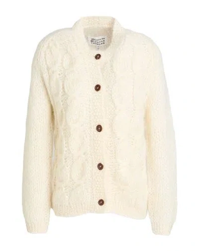 Maison Margiela Woman Cardigan White Size Xs Mohair Wool, Polyamide In Multi