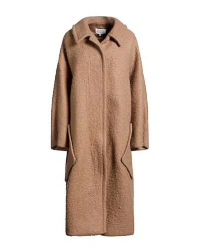 Maison Margiela Woman Coat Camel Size 4 Mohair Wool, Virgin Wool, Polyamide In Brown