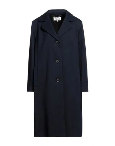 Maison Margiela Woman Coat Midnight Blue Size 12 Acrylic, Wool