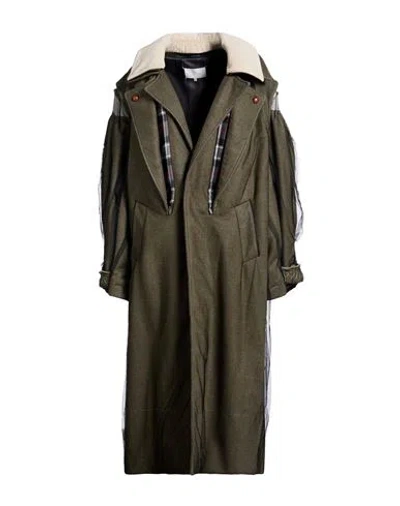 Maison Margiela Woman Coat Military Green Size 0 Wool