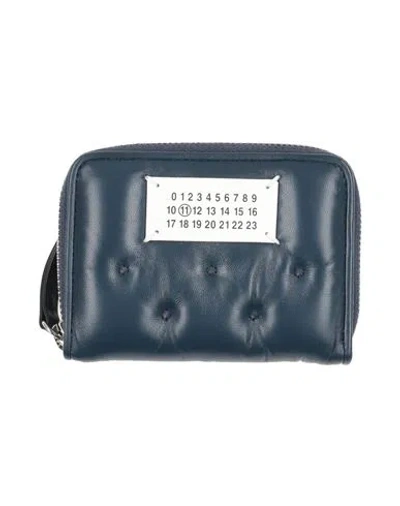 Maison Margiela Woman Coin Purse Navy Size - Leather In Blue