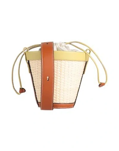 Maison Margiela Woman Cross-body Bag Light Green Size - Natural Raffia, Cow Leather