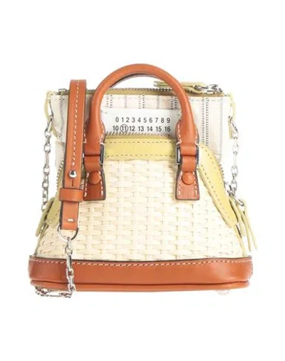 Maison Margiela Woman Cross-body Bag Sage Green Size - Natural Raffia, Bovine Leather, Goat Skin, Zi