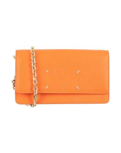 Maison Margiela Woman Crossbody Wallet Orange Size - Cow Leather