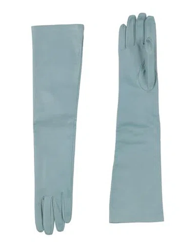 Maison Margiela Woman Gloves Sky Blue Size M Ovine Leather